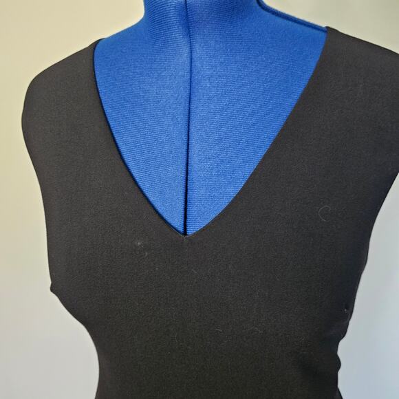 Ralph Lauren Black V Neck Body Con Dress w/Asymmetrical Hemline Size 10 - Picture 2 of 7